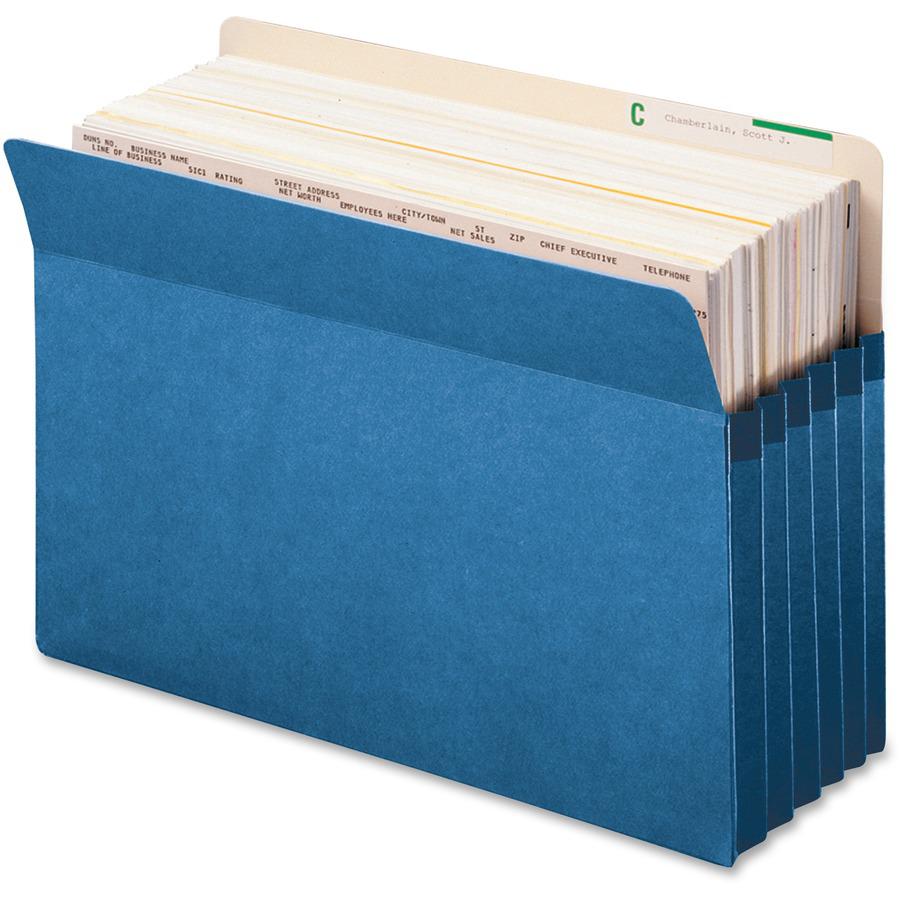 Smead Colored File Pockets - Legal - 8 1/2" x 14" Sheet Size - 5 1/4" Expansion - Top Tab Location - 9 pt. Folder Thickness - Blue - Recycled - 1 Each"". Picture 5