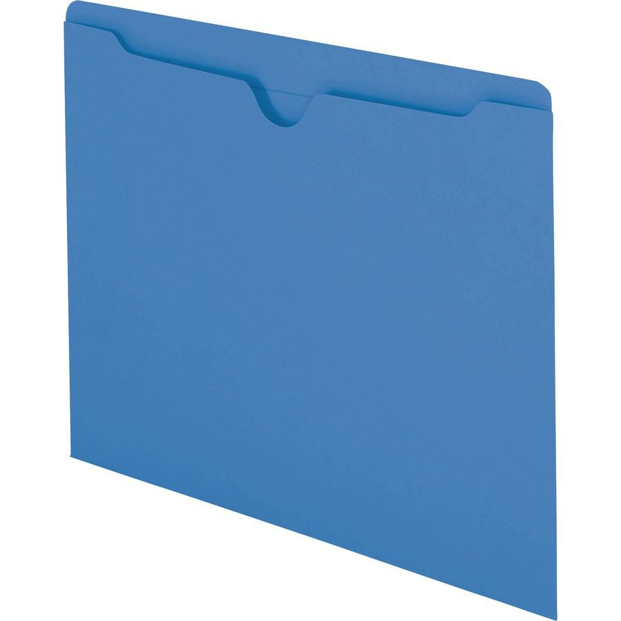 Smead Colored Straight Tab Cut Letter Recycled File Jacket - 8 1/2" x 11" - Blue - 10% Recycled - 100 / Box. Picture 4