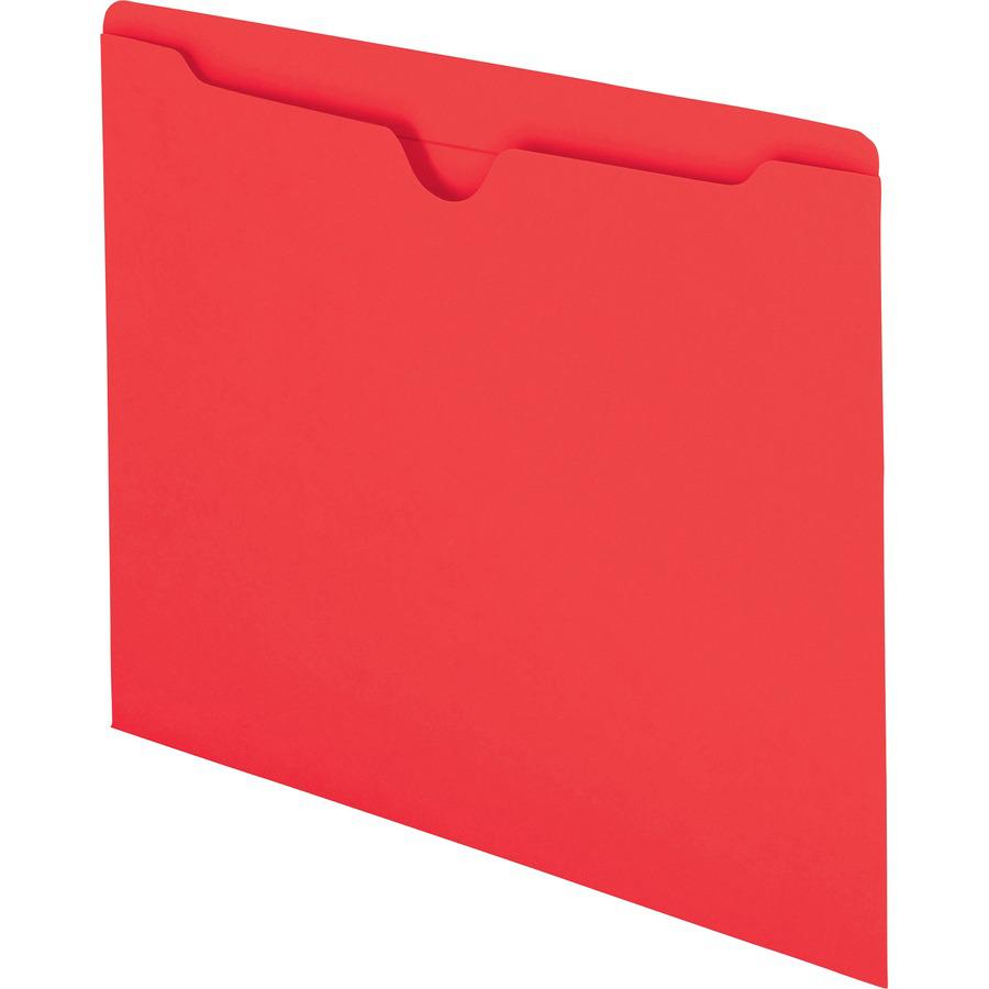 Smead Colored Straight Tab Cut Letter Recycled File Jacket - 8 1/2" x 11" - Red - 10% Recycled - 100 / Box. Picture 4