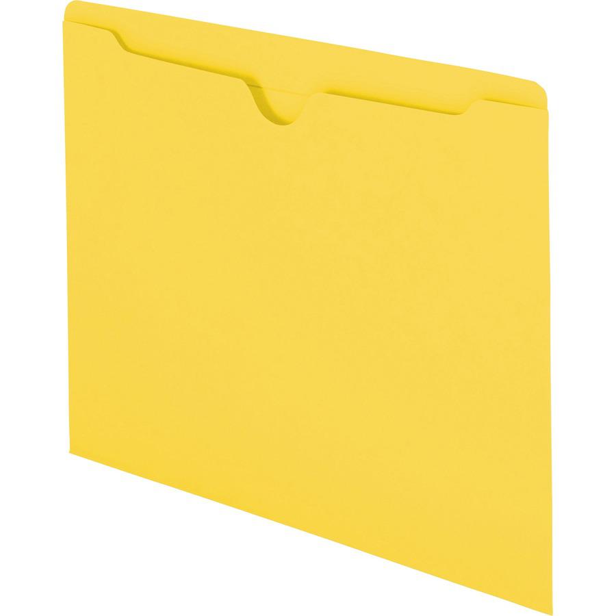 Smead Colored Straight Tab Cut Letter Recycled File Jacket - 8 1/2" x 11" - Yellow - 10% Recycled - 100 / Box. Picture 4
