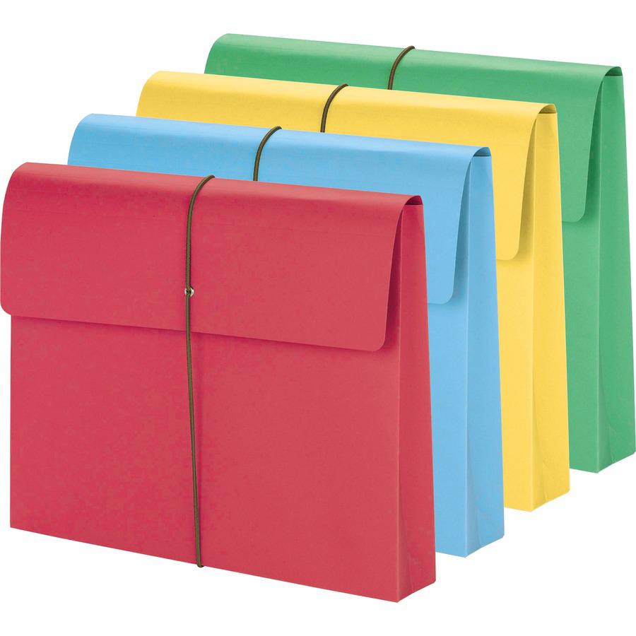Smead Recycled File Wallet - 11 3/4" x 9 1/2" - 2" Expansion - Redrope - Blue, Green, Red, Yellow - 10% Recycled - 50 / Box. Picture 3