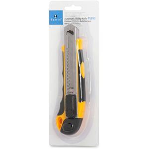 Sparco Automatic Utility Knife - Metal Blade - Heavy Duty - Acrylonitrile Butadiene Styrene (ABS) - Black, Yellow - 1 Each. Picture 7