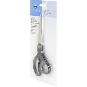 Sparco Straight Rubber Handle Scissors - 8" Overall Length - Straight - Stainless Steel - Black, Gray - 1 Each. Picture 6