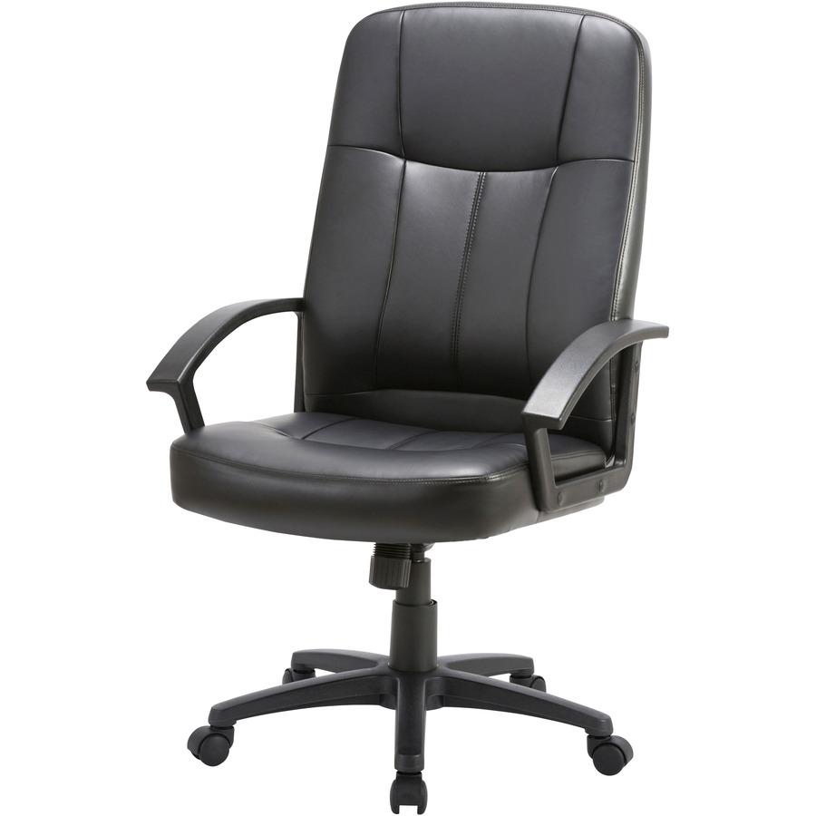 Lorell Chadwick Series Executive High-Back Chair - Black Leather Seat - Black Frame - 5-star Base - Black - 1 Each. Picture 7