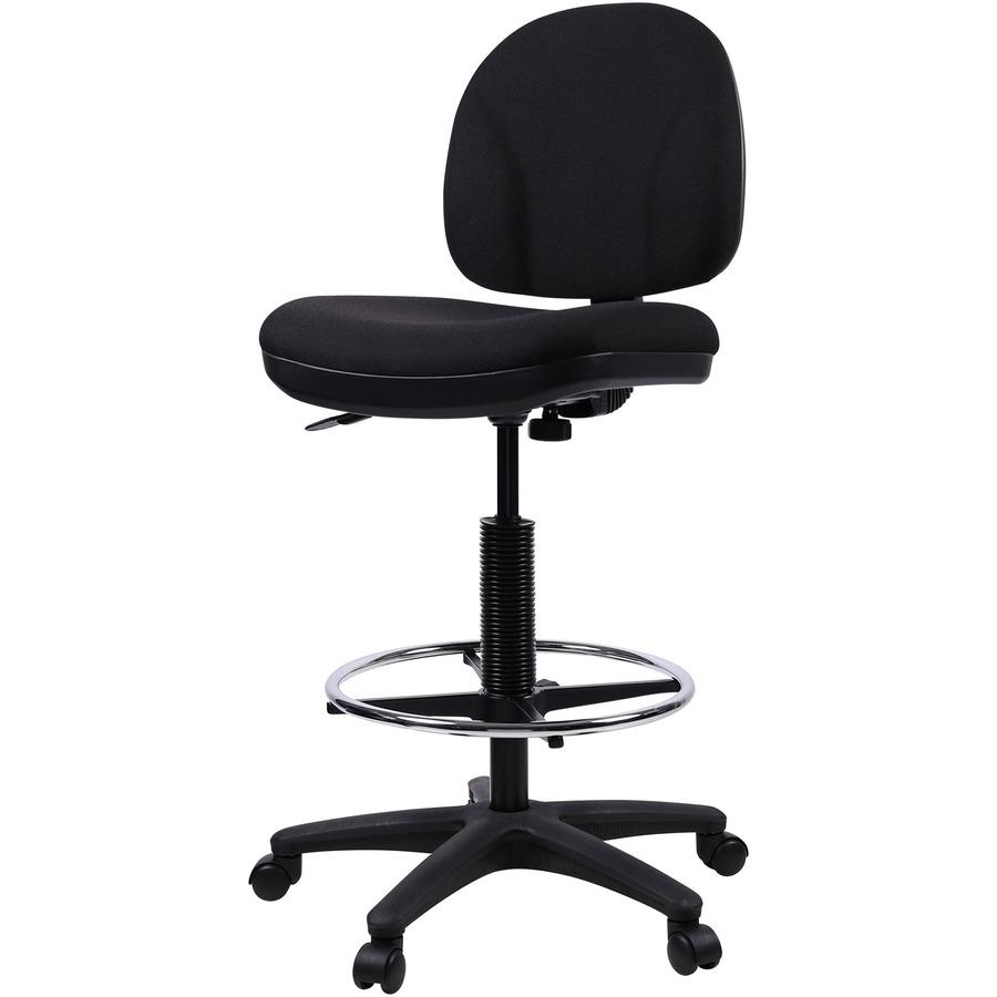 Lorell Millenia Series Adjustable Task Stool with Back - Black Seat - Black - 1 Each. Picture 5