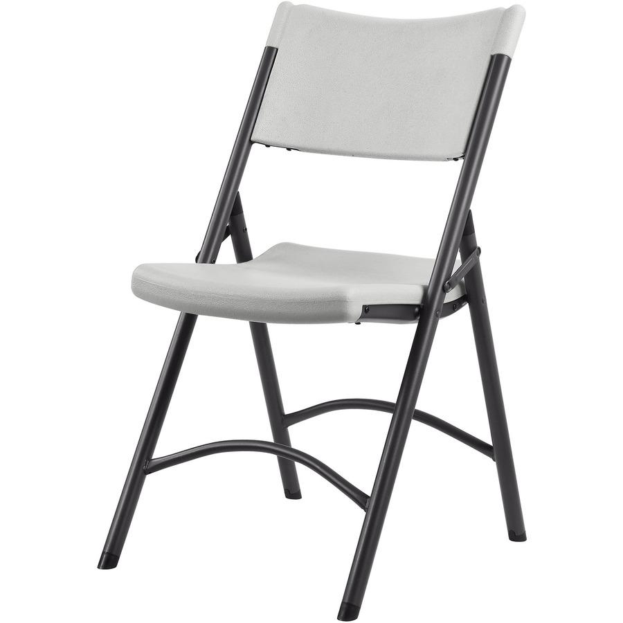 Lorell Heavy-duty Blow-Molded Folding Chairs - Light Gray Polyethylene Seat - Light Gray Polyethylene Back - Dark Gray Steel Frame - Steel, Polyethylene - 4 / Carton. Picture 5