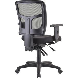 Lorell ErgoMesh Series Managerial Mid-Back Chair - Black Fabric Seat - Black Back - Black Frame - 5-star Base - 1 Each. Picture 13