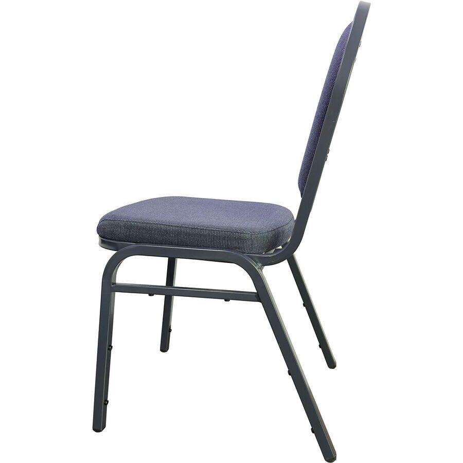Lorell Round-Back Stack Chair - Blueberry, Black Fabric Seat - Charcoal Steel Frame - Blue, Black - 4 / Carton. Picture 5