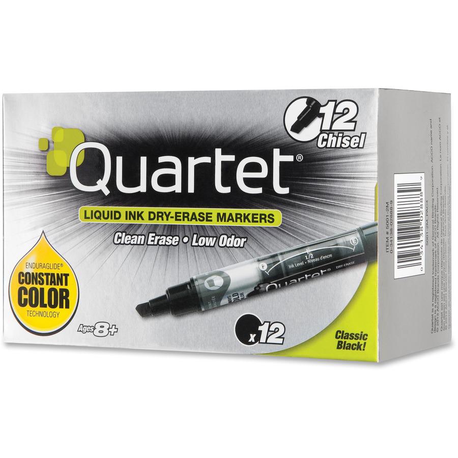 Quartet EnduraGlide Dry-Erase Markers - Chisel Marker Point Style - Black - Transparent Barrel - 1 Dozen. Picture 4