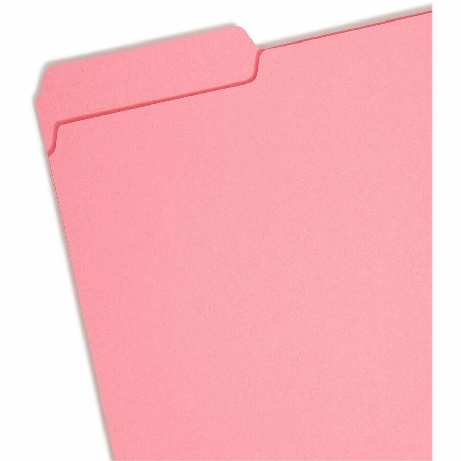Smead Interior Folders - Letter - 8 1/2" x 11" Sheet Size - 3/4" Expansion - 1/3 Tab Cut - Assorted Position Tab Location - 11 pt. Folder Thickness - Aqua, Black, Dark Pink, Gray, Purple - 100 / Box. Picture 6