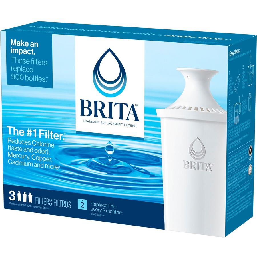 Brita Replacement Water Filter for Pitchers - Pitcher - 40 gal Filter Life (Water Capacity)2 Month Filter Life (Duration) - 3 / Pack - Blue, White. Picture 5