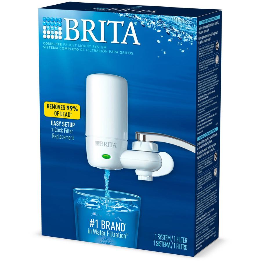Brita Complete Water Faucet Filtration System With Light Indicator - Faucet - 100 gal Filter Life (Water Capacity) - 1 Each - White, Blue. Picture 6