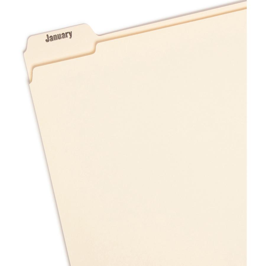 Smead 1/5 Tab Cut Letter Recycled Top Tab File Folder - 8 1/2" x 11" - 3/4" Expansion - Top Tab Location - Assorted Position Tab Position - Manila - 10% Recycled - 12 / Set. Picture 5