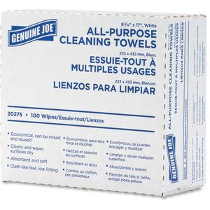Genuine Joe All-Purpose Cleaning Towels - 16.50" x 9.50" - White - Fabric - 100 / Box. Picture 4