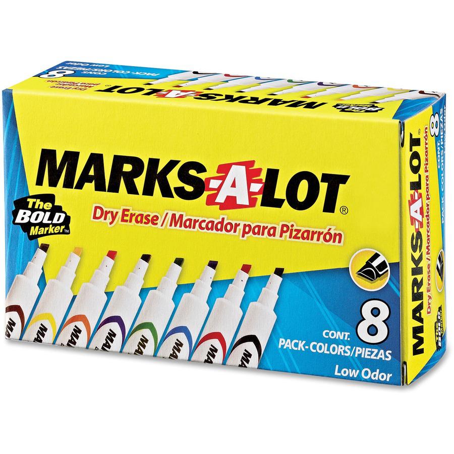 Avery&reg; Marks A Lot Desk-Style Dry-Erase Markers - Chisel Marker Point Style - Black, Blue, Red, Green, Purple, Yellow - 8 / Box. Picture 3