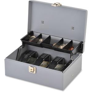 Sparco Controller Cash Box - 5 Coin - Gray - 3.4" Height x 11.4" Width x 7.5" Depth. Picture 7