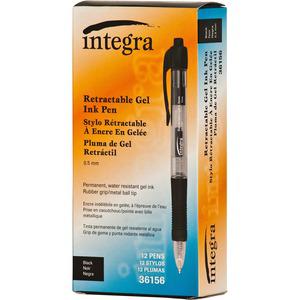 Integra Retractable 0.5mm Gel Pens - Fine Pen Point - 0.5 mm Pen Point Size - Retractable - Black Gel-based Ink - Black Barrel - Metal Tip - 1 Dozen. Picture 6