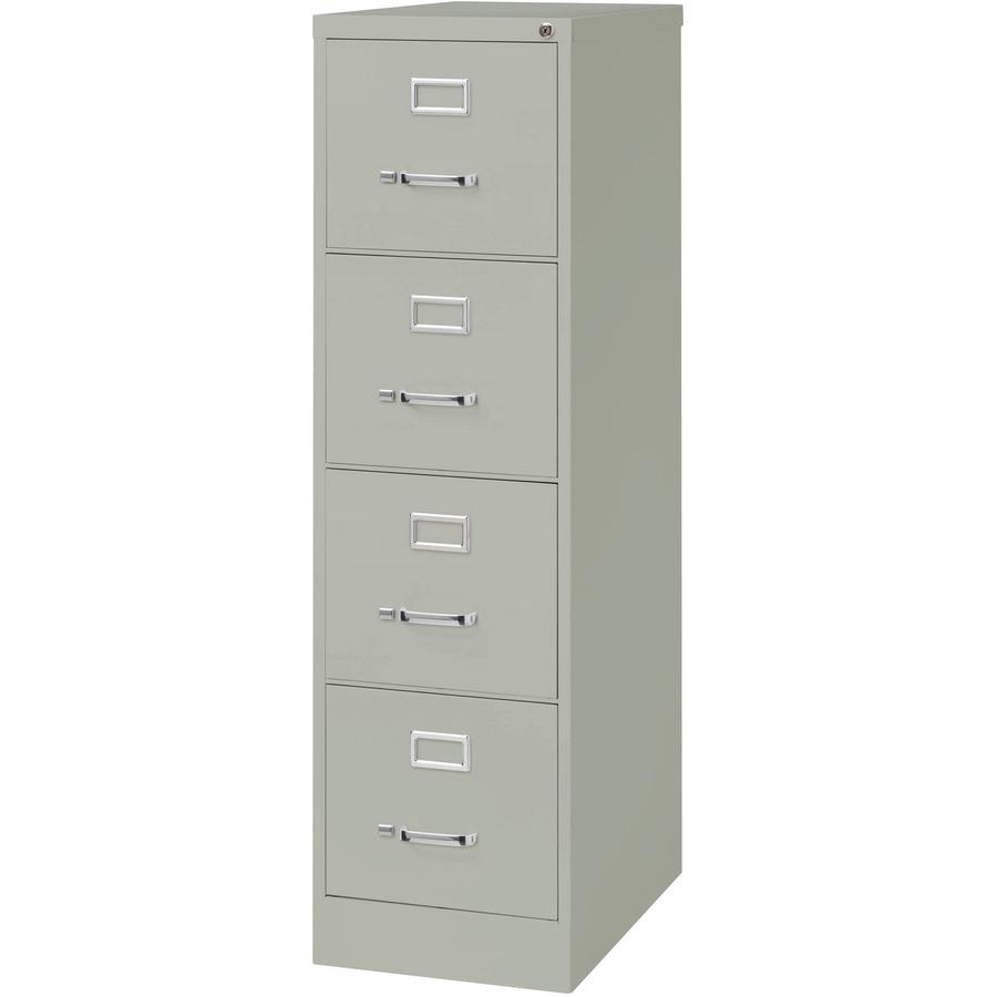 Lorell Fortress Series 25" Commercial-Grade Vertical File Cabinet - 15" x 25" x 52" - 4 x Drawer(s) for File - Letter - Vertical - Security Lock, Ball-bearing Suspension, Heavy Duty - Light Gray - Ste. Picture 5