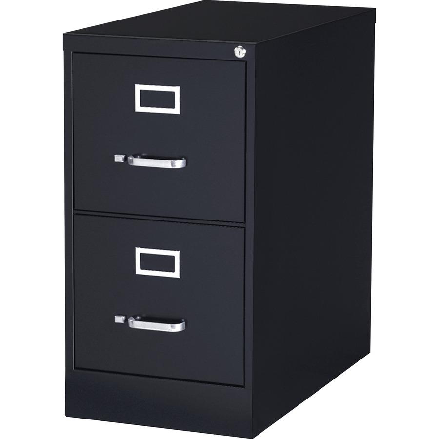 Lorell Fortress Series 25" Commercial-Grade Vertical File Cabinet - 15" x 25" x 28.4" - 2 x Drawer(s) for File - Letter - Vertical - Security Lock, Ball-bearing Suspension, Heavy Duty - Black - Steel . Picture 5