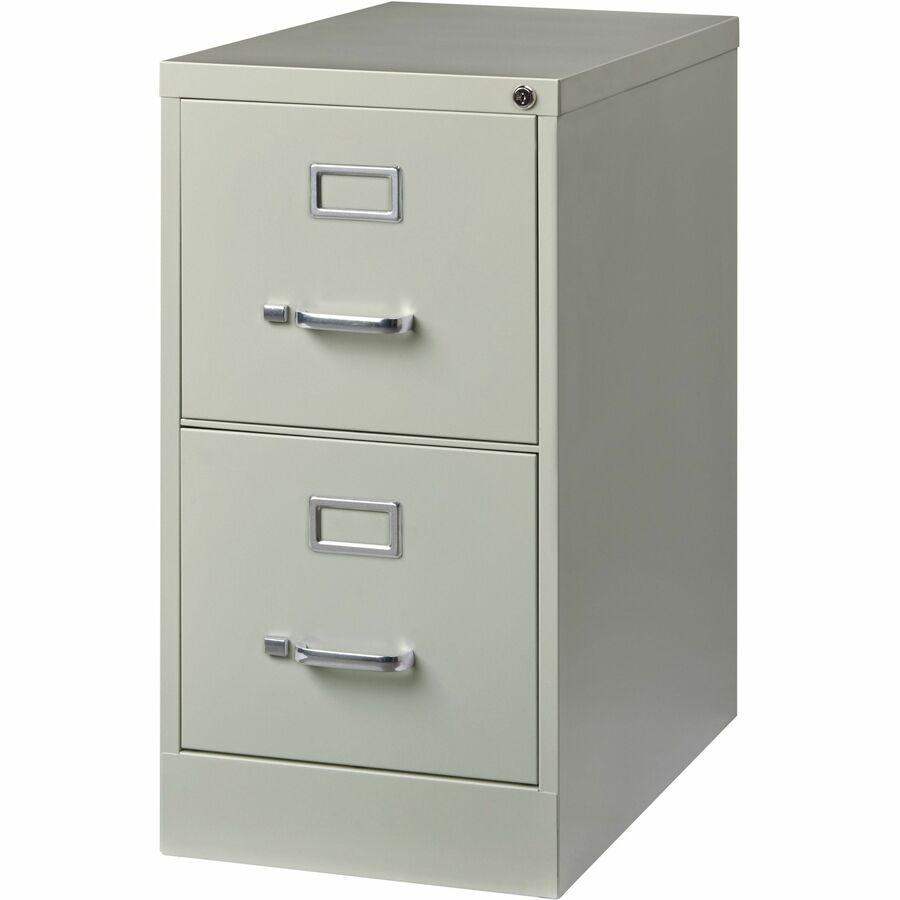 Lorell Fortress Series 25" Commercial-Grade Vertical File Cabinet - 15" x 25" x 28.4" - 2 x Drawer(s) for File - Letter - Vertical - Security Lock, Ball-bearing Suspension, Heavy Duty - Light Gray - S. Picture 6
