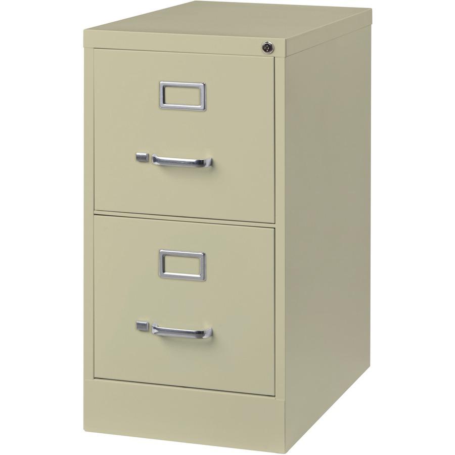 Lorell Fortress Series 25" Commercial-Grade Vertical File Cabinet - 15" x 25" x 28.4" - 2 x Drawer(s) for File - Letter - Vertical - Security Lock, Ball-bearing Suspension, Heavy Duty - Putty - Steel . Picture 5