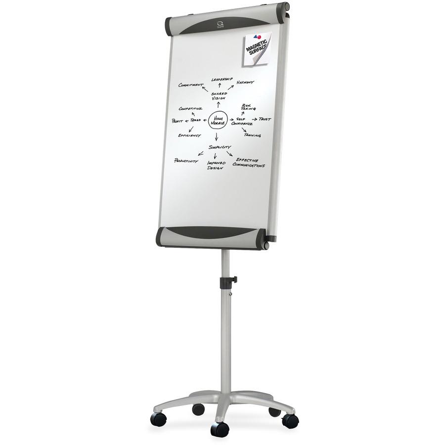 Quartet Euro Premium Mobile Magnetic Easel - 27" (2.2 ft) Width x 41" (3.4 ft) Height - White Porcelain Surface - Silver Aluminum Frame - Magnetic - 1 Each. Picture 5