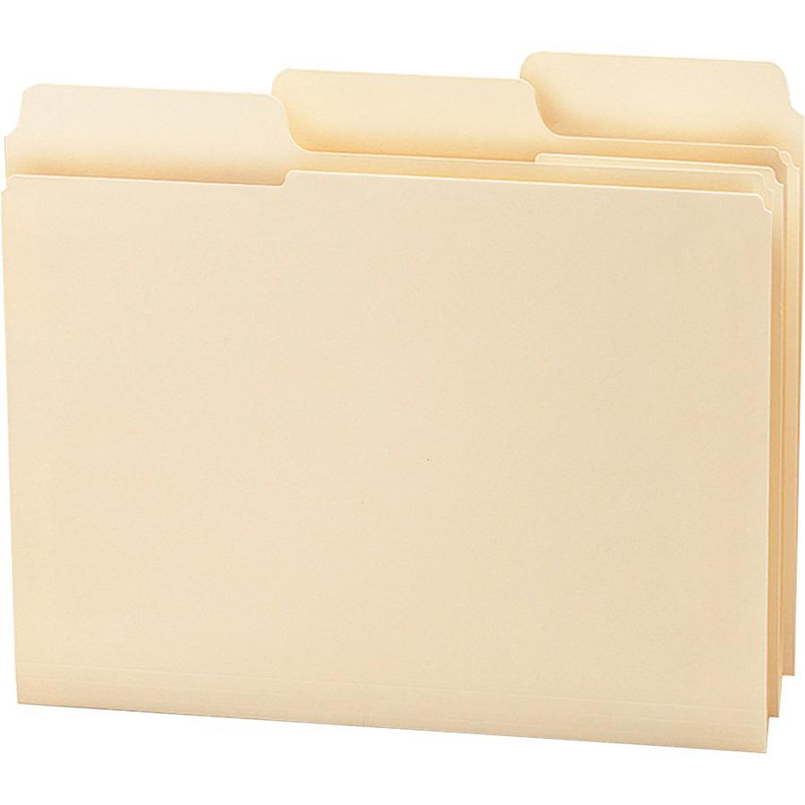 Smead SuperTab 1/3 Tab Cut Letter Recycled Top Tab File Folder - 8 1/2" x 11" - 3/4" Expansion - Top Tab Location - Assorted Position Tab Position - Manila - 10% Recycled - 100 / Box. Picture 9
