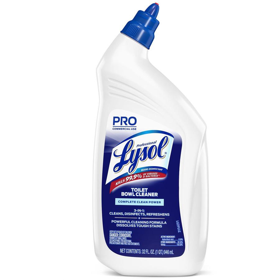 Professional Lysol Power Toilet Bowl Cleaner - For Nonporous Surface, Hard Surface, Restroom, Toilet Bowl - 32 fl oz (1 quart) - Wintergreen Scent - 12 / Carton - Disinfectant - Clear. Picture 3