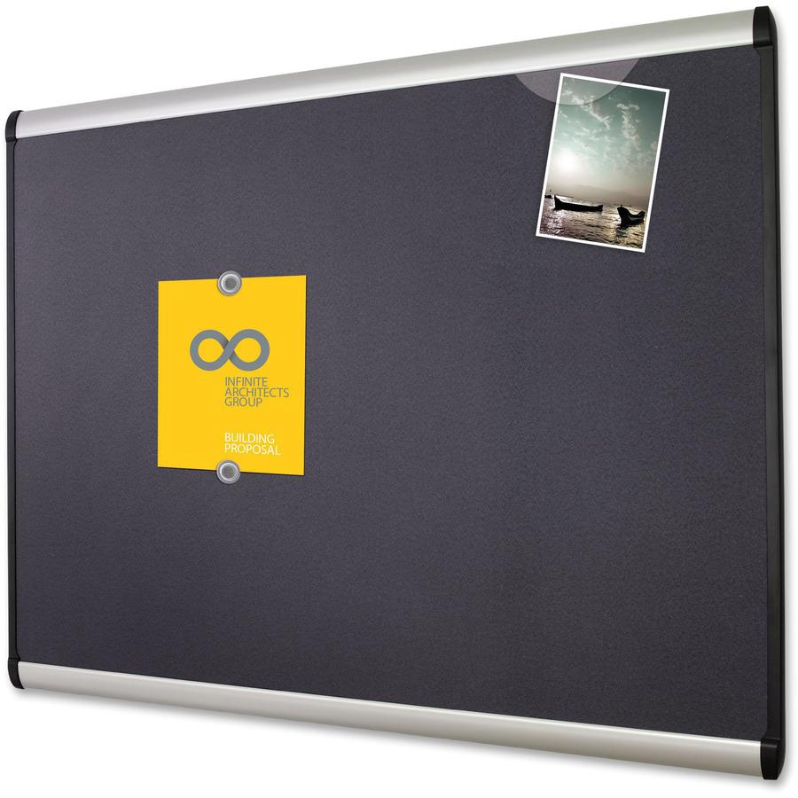 Quartet Prestige Plus Magnetic Bulletin Board - 24" Height x 36" Width - Gray Fabric Surface - Magnetic, Self-healing, Durable - Silver Aluminum Frame - 1 / Each. Picture 4
