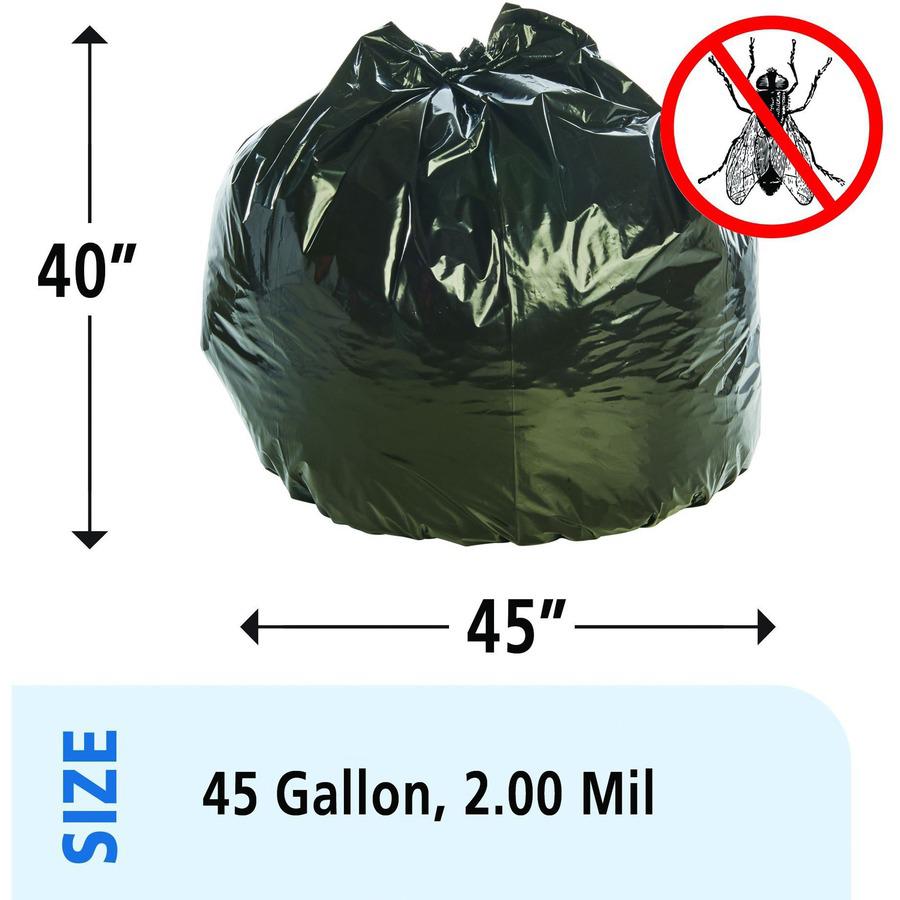 Stout Insect Repellent Trash Bags - 45 gal - 33" Width x 45" Length x 2 mil (51 Micron) Thickness - Black - Polyethylene - 65/Carton. Picture 5