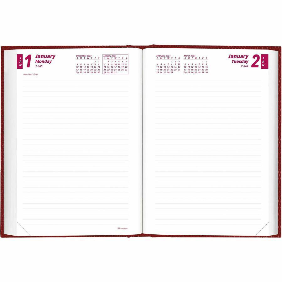 Brownline Untimed Daily Planner - Daily - January 2024 - December 2024 - 7 1/2" Sheet Size - Desktop - Red - 1 Each. Picture 6