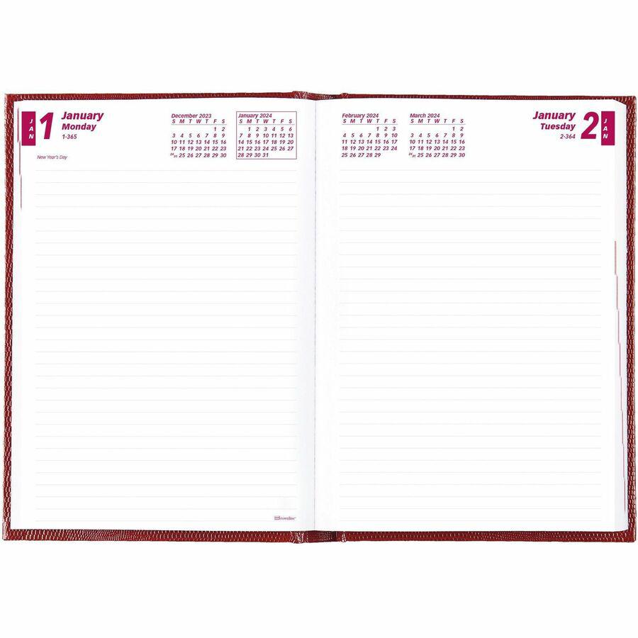 Brownline Daily Planner - Daily - 1 Year - January 2024 - December 2024 - 1 Day Single Page Layout - 5 3/4" x 8 1/4" Sheet Size - Desktop - Red CoverNotepad - 1 Each. Picture 6