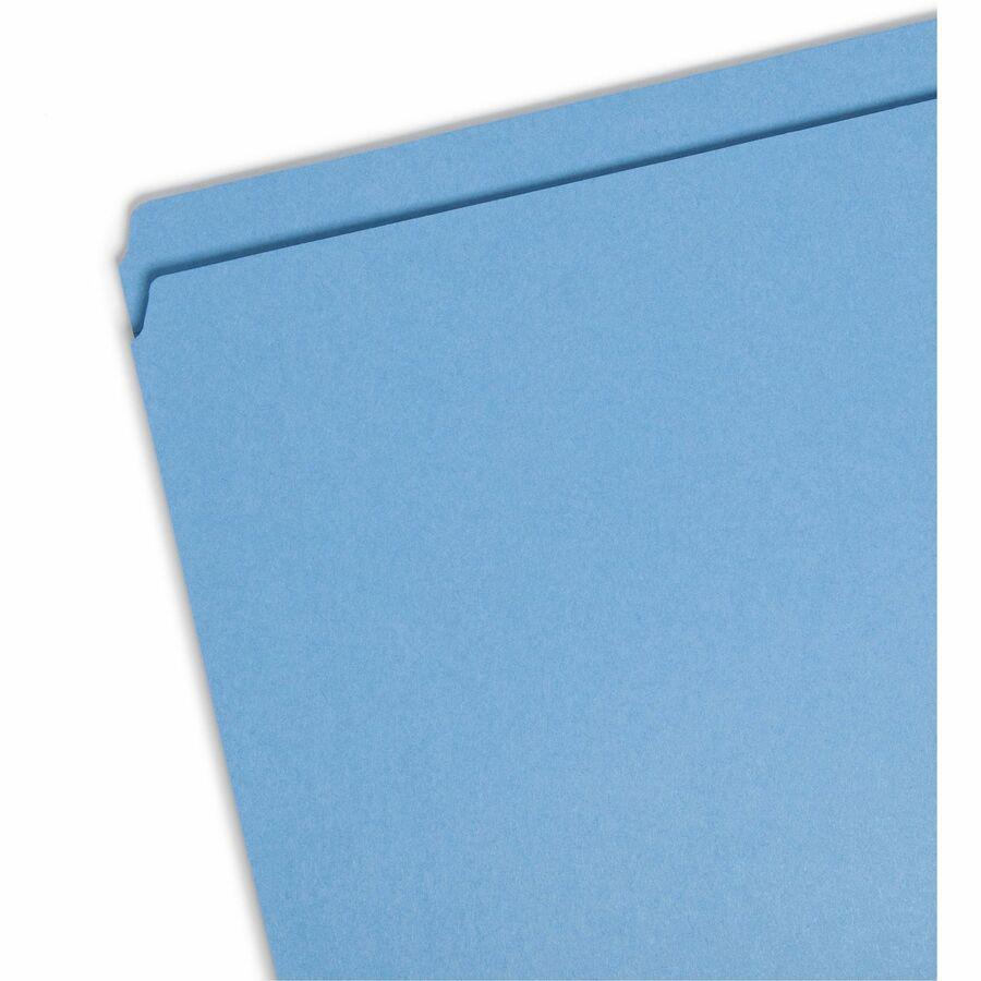 Smead Colored Straight Tab Cut Legal Recycled Top Tab File Folder - 8 1/2" x 14" - 3/4" Expansion - Blue - 10% Recycled - 100 / Box. Picture 8