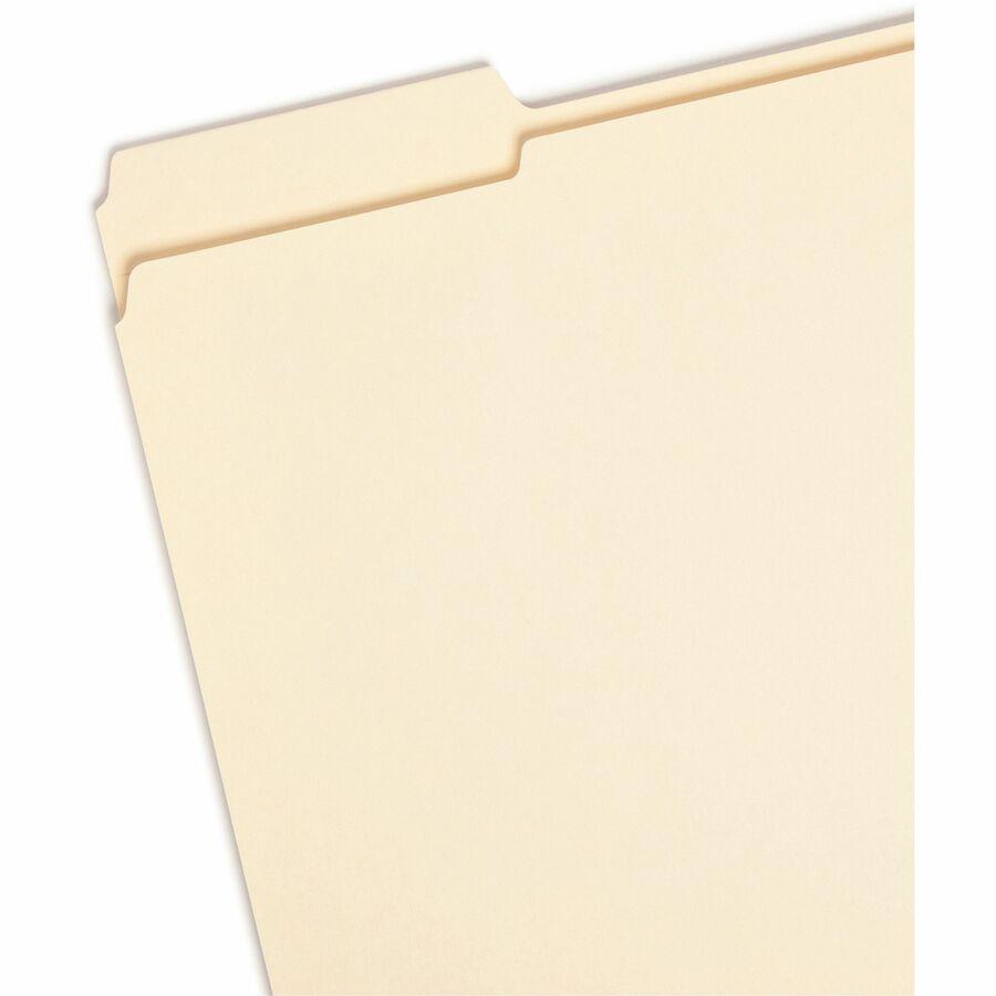 Smead 1/3 Tab Cut Letter Recycled Top Tab File Folder - 8 1/2" x 11" - Top Tab Location - Assorted Position Tab Position - Manila - Manila - 100% Recycled - 100 / Box. Picture 7