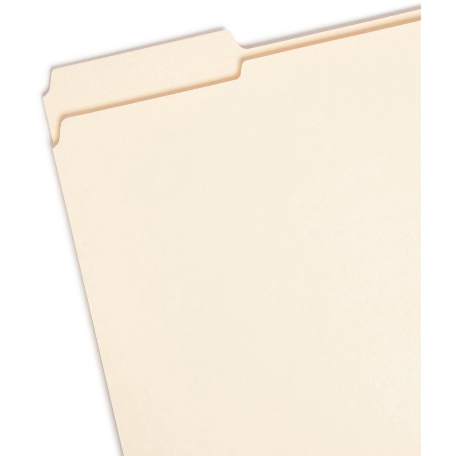 Smead 1/3 Tab Cut Letter Recycled Top Tab File Folder - 8 1/2" x 11" - Top Tab Location - Assorted Position Tab Position - Manila - Manila - 10% Recycled - 100 / Box. Picture 3