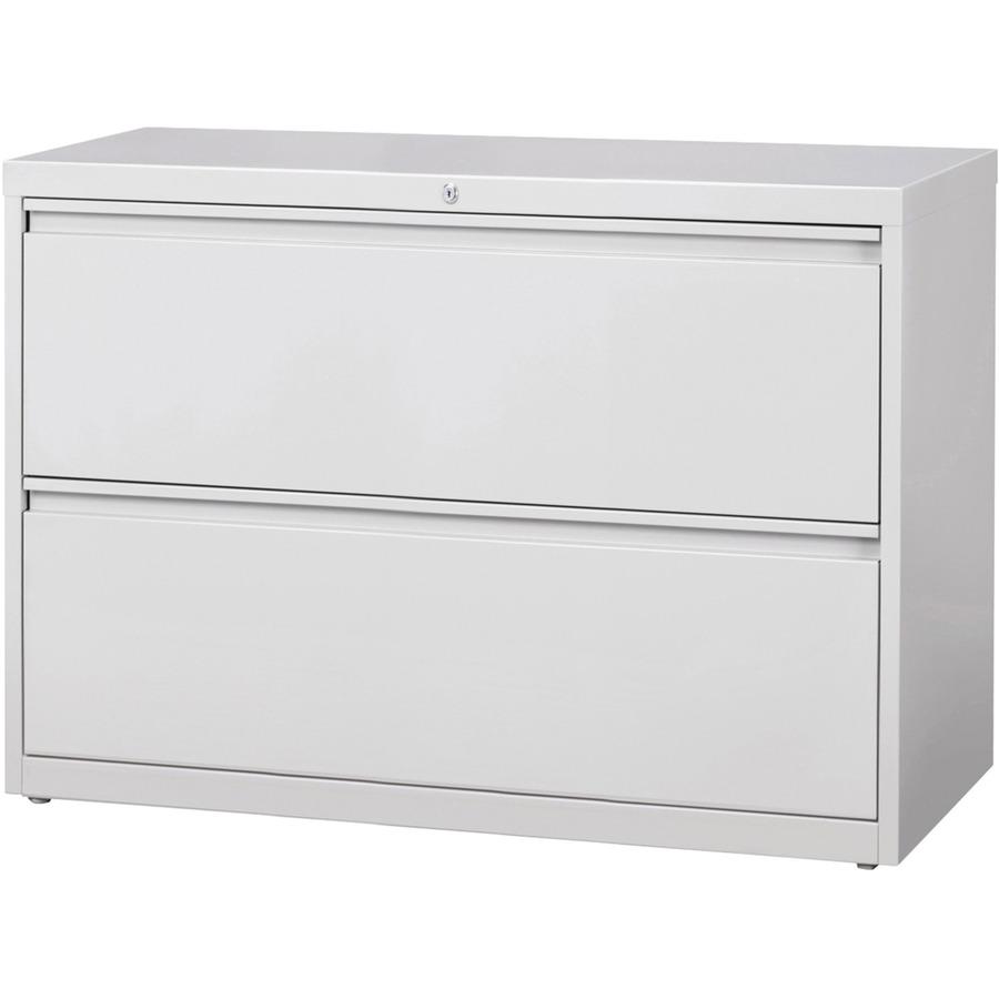 Lorell Fortress Series Lateral File - 42" x 18.6" x 28.1" - 2 x Drawer(s) for File - Legal, Letter, A4 - Lateral - Rust Proof, Leveling Glide, Ball-bearing Suspension, Interlocking, Label Holder - Lig. Picture 3