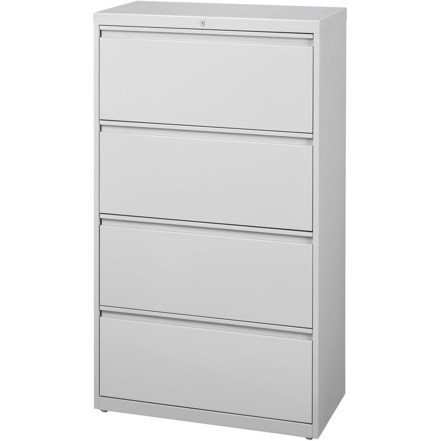 Lorell Fortress Series Lateral File - 36" x 18.6" x 52.5" - 4 x Drawer(s) for File - Legal, Letter, A4 - Lateral - Rust Proof, Leveling Glide, Interlocking, Ball-bearing Suspension, Label Holder - Lig. Picture 4