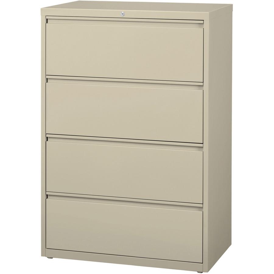 Lorell Fortress Series Lateral File - 36" x 18.6" x 52.5" - 4 x Drawer(s) for File - Legal, Letter, A4 - Lateral - Rust Proof, Leveling Glide, Interlocking, Ball-bearing Suspension, Label Holder - Put. Picture 3