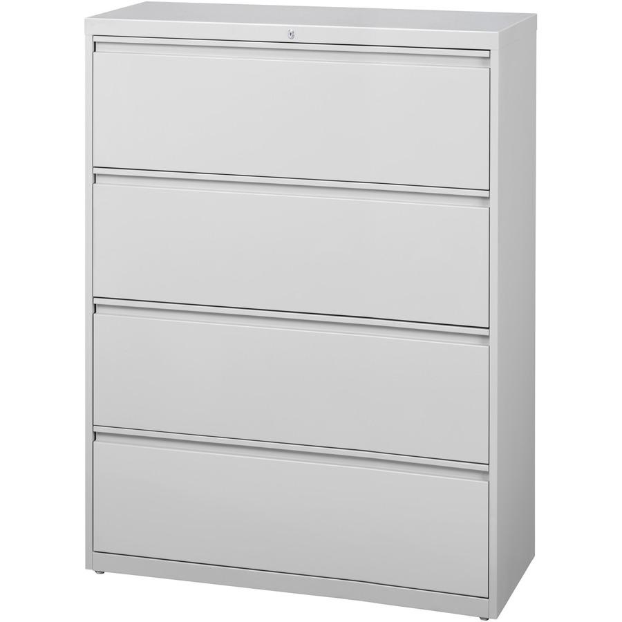 Lorell Fortress Series Lateral File - 42" x 18.6" x 52.5" - 4 x Drawer(s) for File - Legal, Letter, A4 - Lateral - Rust Proof, Leveling Glide, Interlocking, Ball-bearing Suspension, Label Holder - Lig. Picture 3