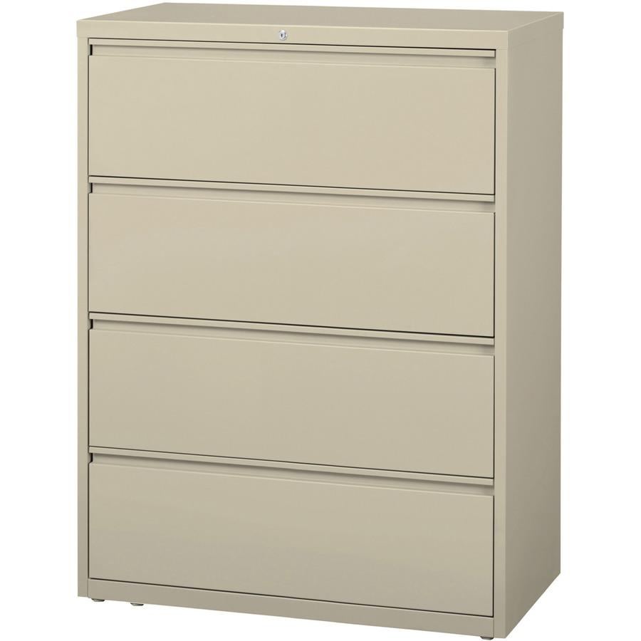 Lorell Fortress Series Lateral File - 42" x 18.6" x 52.5" - 4 x Drawer(s) for File - Legal, Letter, A4 - Lateral - Rust Proof, Leveling Glide, Interlocking, Ball-bearing Suspension, Label Holder - Put. Picture 3