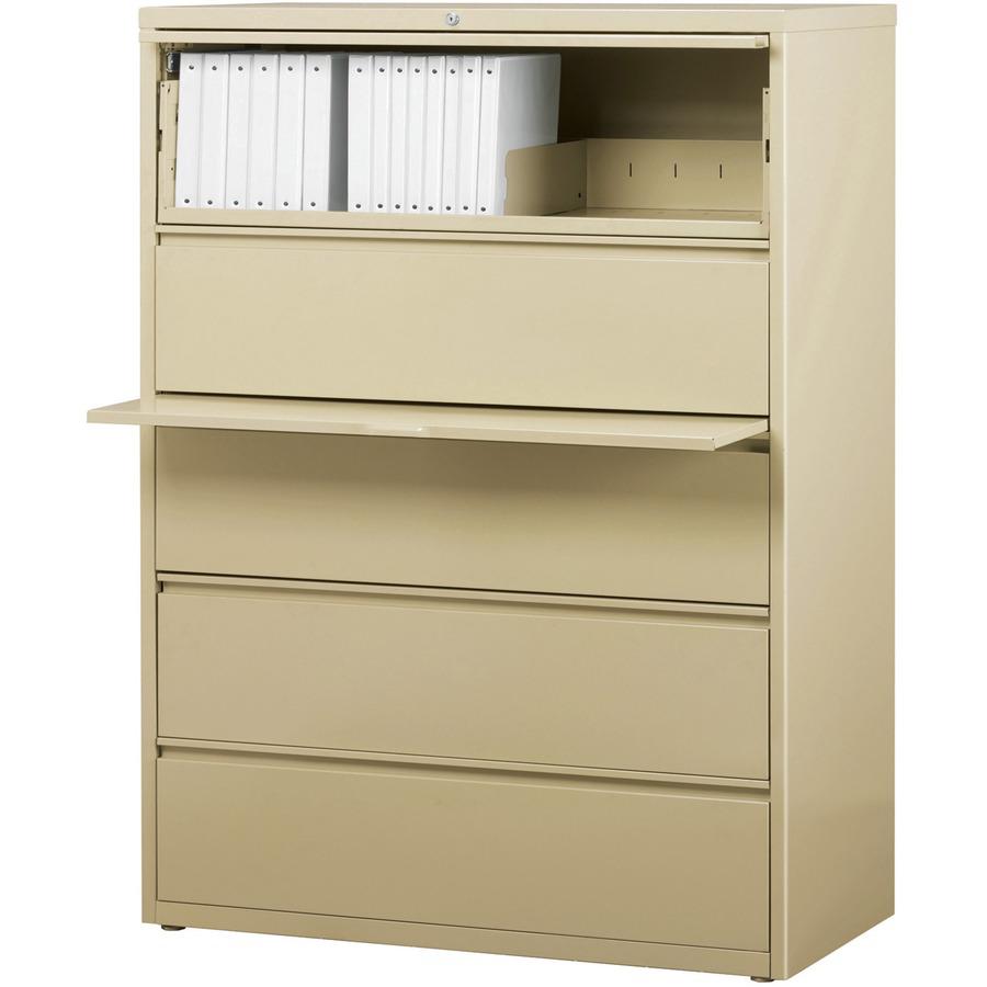 Lorell Fortress Series Lateral File w/Roll-out Posting Shelf - 42" x 18.6" x 67.7" - 5 x Drawer(s) for File - Legal, Letter, A4 - Lateral - Rust Proof, Leveling Glide, Interlocking, Ball-bearing Suspe. Picture 3