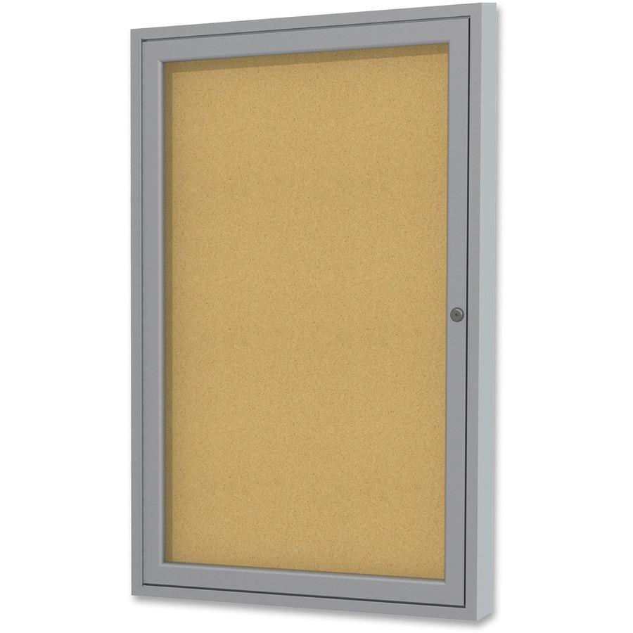 Ghent 1-Door Enclosed Indoor Bulletin Board - 36" Height x 24" Width - Cork Surface - Shatter Resistant - 1 Each. Picture 3