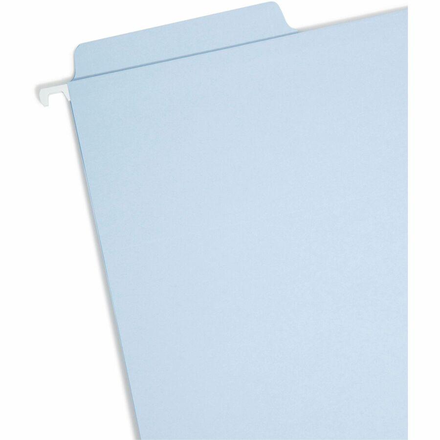 Smead FasTab 1/3 Tab Cut Letter Recycled Hanging Folder - 8 1/2" x 11" - Top Tab Location - Assorted Position Tab Position - Camel, Lake Blue, Moss - 10% Recycled - 18 / Box. Picture 6