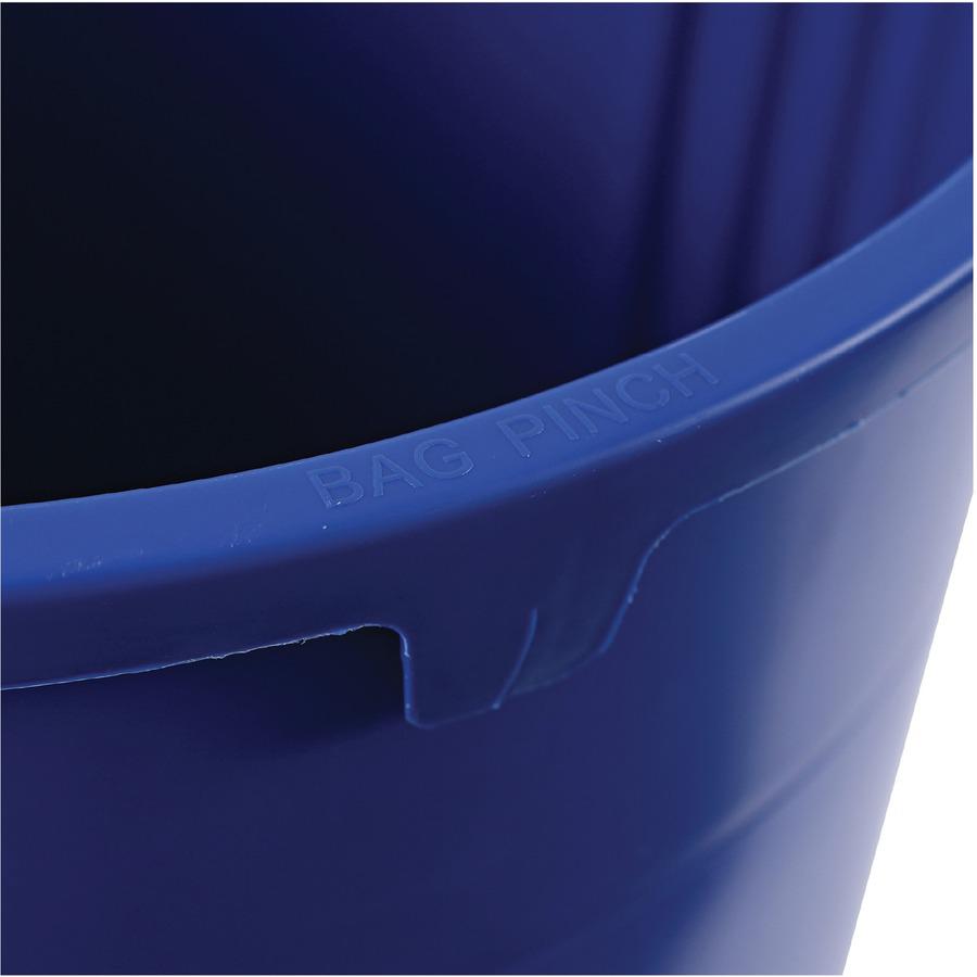 Genuine Joe Heavy-Duty Trash Container - 32 gal Capacity - Side Handle, Venting Channel - Plastic - Blue - 1 Each. Picture 6