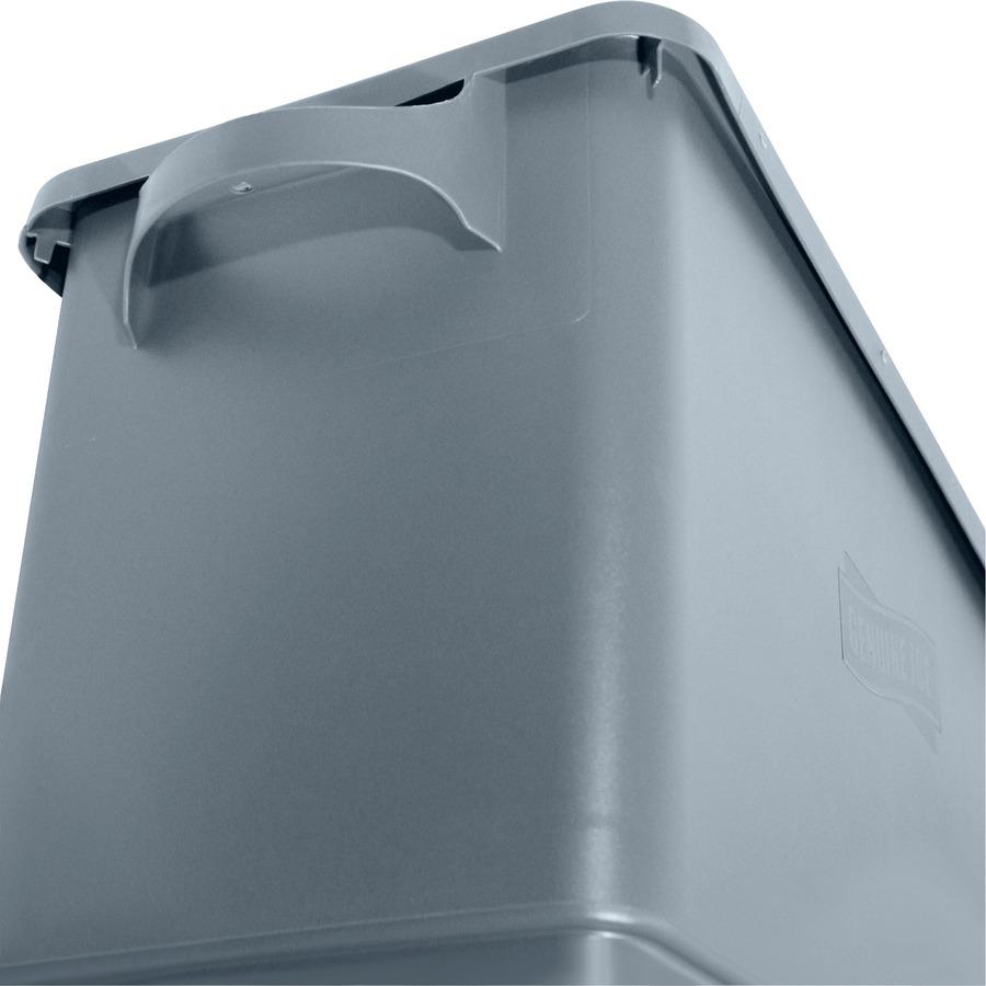 Genuine Joe 23-gallon Space-Saving Waste Container - 23 gal Capacity - Rectangular - Handle - 30" Height x 20" Width x 11" Depth - Gray - 1 Each. Picture 6