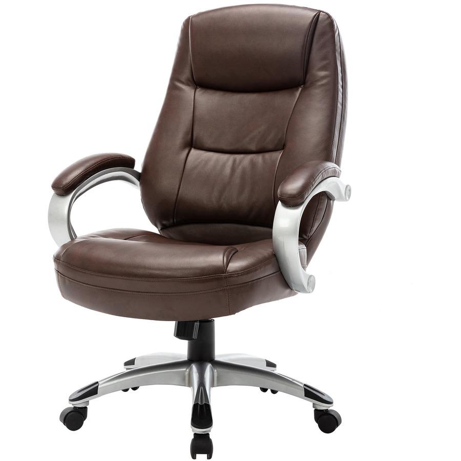 Lorell Westlake Series Executive High-Back Chair - Saddle Leather Seat - Black Polyurethane Frame - Saddle - 1 Each. Picture 7