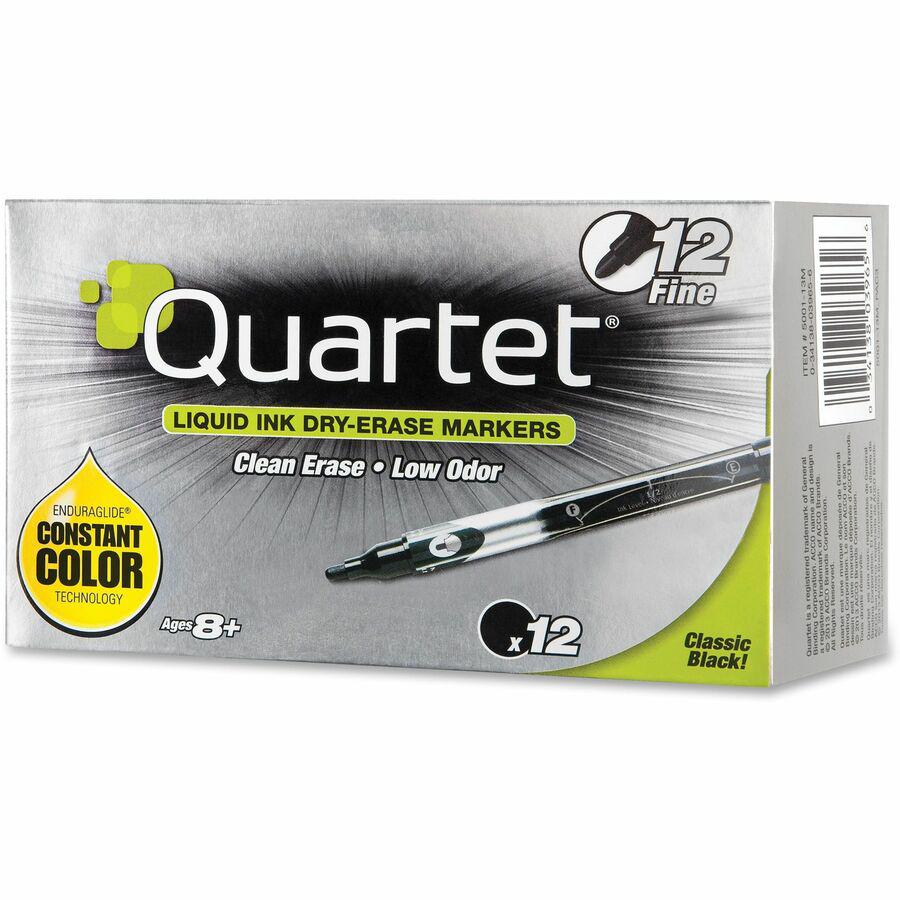 Quartet&reg; EnduraGlide&reg; Dry-Erase Markers, Fine Tip, Black, 12 Pack - Fine Tip , Black, 12 Pack. Picture 3