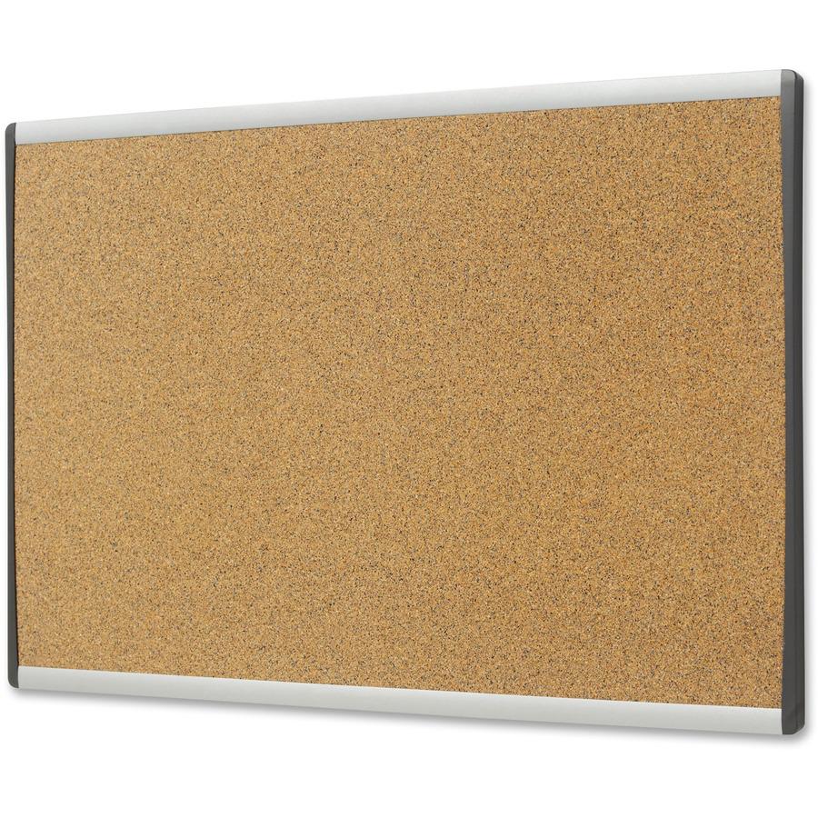 Quartet Arc Cubicle Bulletin Board - 18" Height x 30" Width - Brown Natural Cork Surface - Durable, Self-healing - Silver Aluminum Frame - 1 Each. Picture 3