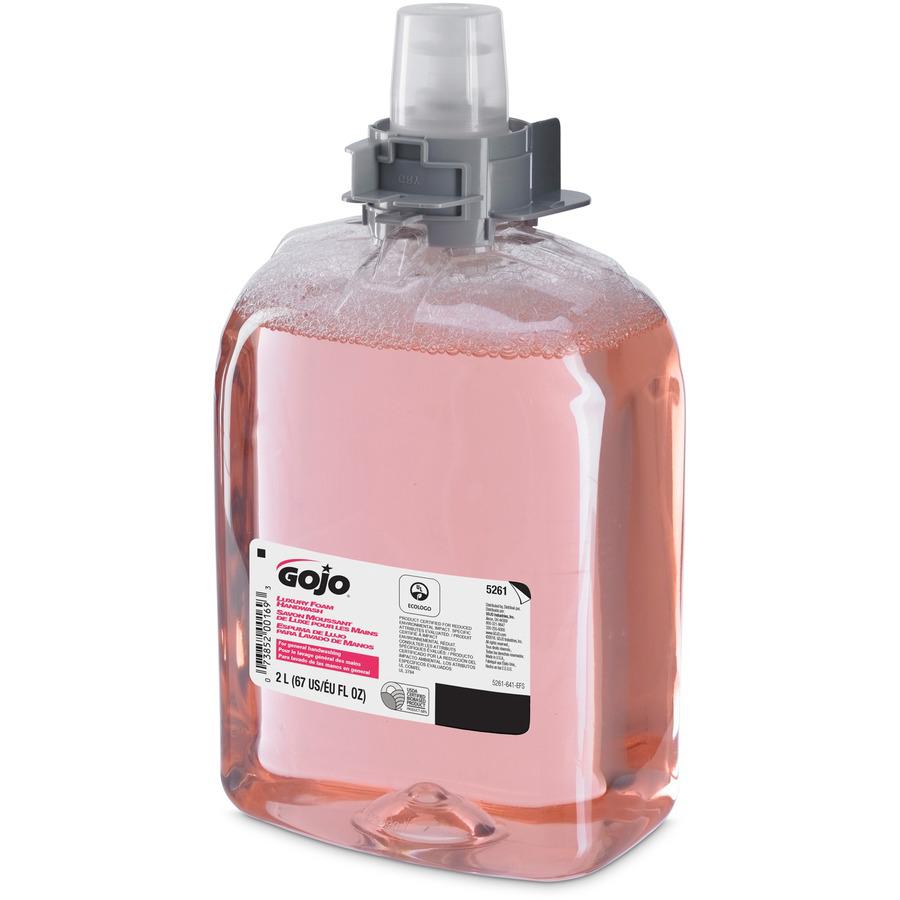 Gojo&reg; FMX-20 Luxury Foam Soap - Cranberry Scent - 67.6 fl oz (2 L) - Hand - Translucent Pink - Bio-based - 2 / Carton. Picture 2