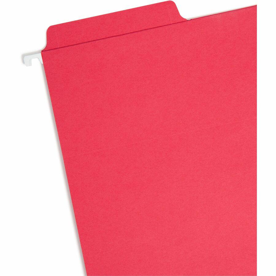 Smead FasTab 1/3 Tab Cut Letter Recycled Hanging Folder - 8 1/2" x 11" - Top Tab Location - Assorted Position Tab Position - Blue, Green, Red - 10% Recycled - 18 / Box. Picture 6